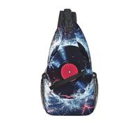 Sacoche Homme Bandouliere Disque Vinyle Galaxy Music Water CD Réglable Sacs Poitrine Mode Sac à Dos Militaire pour Cyclisme Randonnée Femme