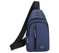 Sacoche Homme Bandouliere - Sac de Poitrine Léger, Imperméable en Tissu Oxford, Sac à Dos Sling avec Trou Musical | Grande Capacité pour Voyage, Sport, Randonnée, Camping et Affaires Quotidiennes