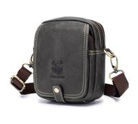 Sacoche Homme BULLCAPTAIN Cuir Véritable Grise - Style Vintage, Moderne & Classe - Bandoulière Réglable - Idéal Voyage & Quotidien