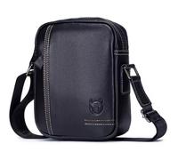 Sacoche Homme BULLCAPTAIN en Cuir Véritable Noir - Grande Capacité Portée en Bandoulière - Pratique Résistant