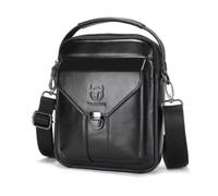 Sacoche Homme Cuir Véritable Noir - Sacoche Bandoulière Polyvalente Résistante