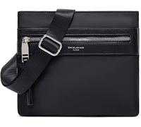 Sacoche Homme - David Jones - Pochette Multipoche - Nylon - Bandoulière Epaule Réglable - Élégant Noir