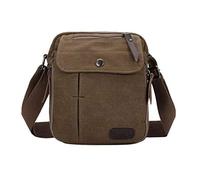 Sacoche Hommes en Toile Petit Sac Bandoulière Style Rétro Sac Messager Sacs Porté Épaule Besace Sacoche de Sport Voyage Pochette Téléphone Portable iPad mini Cadeau pour Garçon Amis