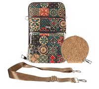 Sacoche Liège Bandoulière Triple Poche Porte monnaie Motif Céramique Multicolore Multicolore