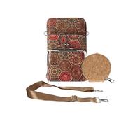 Sacoche Liège Bandoulière Triple Poche Porte monnaie Motif Hexagonale Multicolore