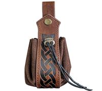 Sacoche médiévale en Faux Cuir, Sacoche à Cordon Viking, Porte-Monnaie Vintage Renaissance, Sac à dés pour GNL Halloween Ren Faire (Marron)