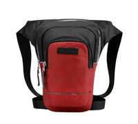 Sacoche Moto Jambe,Moto Drop Leg Bag Sac de Jambe d'équitation en Nylon imperméable for Hommes, Sangle réfléchissante, Sac de Taille Banane, Sac de Jambe de Moto, Sac à bandoulière(Red)