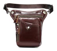 Sacoche Moto Jambe,Moto Drop Leg Bag Sac de jambe en cuir véritable for hommes, sac de taille en peau de vache véritable, sac de ceinture de cuisse d'équitation de moto, sac à bandoulière for téléphon