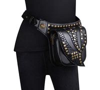 Sacoche Moto Jambe,Moto Drop Leg Bag Sac de Taille en Cuir Vintage, Sac à bandoulière Rock Rivet Fanny Wrap, Sac de Jambe de Moto à la Mode