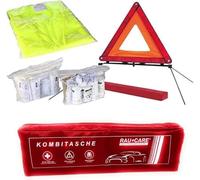 Sacoche multifonctions pour véhicule Rouge Contient une trousse de secours conforme à la norme DIN 13164, un triangle de signalisation ECE, un gilet de sécurité