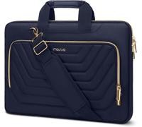 Sacoche Ordinateur 13 Pouces,Sacoche PC Portable 13-13,3 Pouces Compatible avec MacBook Pro 14,HP,Dell,Sac Messager avec Trapèze Inversé Devant Poche Matelassée&Ceinture,Bleu Marin Bleu