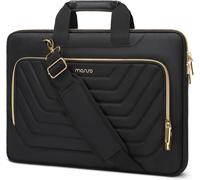 Sacoche Ordinateur 15,6 Pouces,Sacoche PC Portable 15-15,6 Pouces Compatible avec MacBook Pro 16,HP,Dell,Sac Messager avec Trapèze Inversé Devant Poche Matelassée&Ceinture,Noir Noir