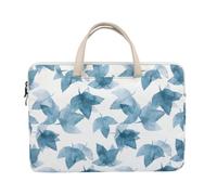 Sacoche Ordinateur Portable 15,6 Pouces en Nylon avec Fermeture Éclair | Motifs Feuilles Imprimés, Aspect Chic et Élégant, pour Bureau, Café et Train