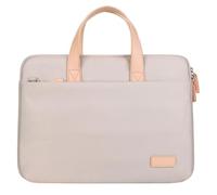 Sacoche Ordinateur Portable Beige, Bandoulière Amovible Oxford, Double Zip | Pochette Transport, Couche Antichoc Intégrée, Protection Anti-rayures, pour Bureau, Café, Voyages D'affaires