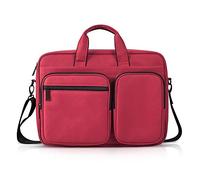 Sacoche Ordinateur Portable, Nylon Elégant Volumineux Multi-Compartiments, Sac à Main à bandoulière pour Ordinateur Portable Porte-Documents à la Tablette pour 14.1 Pouces,Vin Rouge