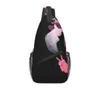 Sacoche Porté Épaule Bonjour Lunettes Flamingo Casual Cross Body Durable Tactique Sacoche Bandoulière pour Cyclisme Voyage Randonnée 19X39Cm