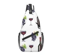 Sacoche Porté Épaule Bouteille en Verre De Vin Et De Raisin Rétro Réglable Sac D'Epaule Léger Sacs À Bandoulière pour Randonnée Cyclisme Voyage 19X39Cm