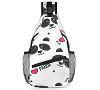 Sacoche Porté Épaule Coeur d'amour Panda, Antivol Sling Petit Sac À Dos Polyester Sac De Poitrine pour Homme École Femme