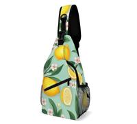 Sacoche Porté épaule Feuilles d'arbre Le-Mon Fleurs tropicales Réglable Sacs Poitrine Polyester Sac D'Epaule pour Cyclisme Camping école