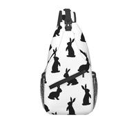 Sacoche Porté Épaule Lapin Mignon Classique Noir Et Blanc Multifonction Sac À Dos De Voyage Réglable Sac Bandoulière pour Voyage Femme Camping 19X39Cm