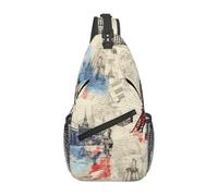 Sacoche Porté Épaule Tour Eiffel Rétro Paris Léger Sac De Poitrine Mode Tactique Sacoche Bandoulière pour Cyclisme École Camping 19X39Cm