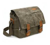 Sacoche pour Appareil Photo Reflex,Sac à Bandoulière en Toile,Sac D'appareil-Photo SLR Imperméable en Toile de Cire - Étui Vintage avec Tampon D'intercalaire pour Voyage Quotidien(Military green)