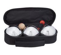 Sacoche pour boules de pétanque avec zip extérieur - 3 boules en acier 720 g, transport pratique et compact