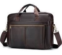 Sacoche Pour Ordinateur 15.6 Pouces Homme Cuir Véritable - Cartable Rétro Porte Document - Mallette De Voyage Et Travail - Cadeau Homme
