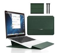 Sacoche pour ordinateur portable 11-12" avec support, housse en cuir, doublure douce et fermeture magnétique - Compatible avec la plupart des