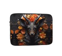 Sacoche pour ordinateur portable 12" Motif antilope avec fleurs Noir
