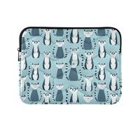 Sacoche pour ordinateur portable 13-14" Motif lémuriens Madagascar sur fond bleu
