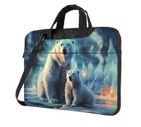 Sacoche pour ordinateur portable 13" avec bandoulière Motif ours polaires aurores boréales