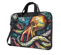 Sacoche pour ordinateur portable 14" avec bandoulière Motif pieuvre graffiti