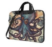Sacoche pour ordinateur portable 14" avec bandoulière Motif pieuvre rétro