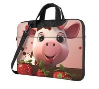Sacoche pour ordinateur portable 14" avec motif unique de vaches et fraises - Léger et facile à transporter - Pour les voyages d'affaires, le travail et les études