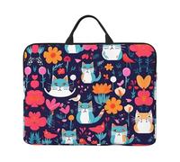 Sacoche pour ordinateur portable 14" - Motif imprimé chats oiseaux et fleurs - Sacoche portable pour affaires, voyages