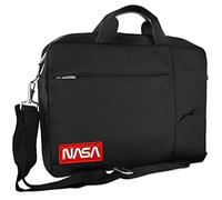 ATLANTIS NASA Edition 15.6" Notebook Bag avec bandoulière, Rembourrage Interne, Compartiment pour Documents, Poche externe pour Accessoires, Sangle de Fixation pour trolley. Bandoulière. Noire.