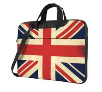 Sacoche pour ordinateur portable avec bandoulière Motif drapeau du Royaume-Uni, noir, 14 inch