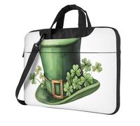 Sacoche pour Ordinateur Portable avec Chapeau Vert de la Saint-Patrick et trèfles, Housse rembourrée pour Femme et Homme.