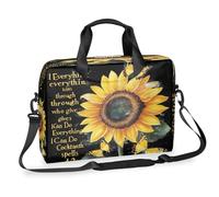 Sacoche pour ordinateur portable avec citations inspirantes de tournesol pour homme et femme, sac d'ordinateur professionnel de 15,7 pouces avec bandoulière amovible, sacoche pour ordinateur portable