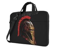 Sacoche pour ordinateur portable avec imprimé casque de guerrier spartan grande capacité, Noir/blanc, 13 inch