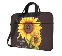 Sacoche pour ordinateur portable avec imprimé tournesol You Are My Sunshine Grande capacité, Noir/blanc, 14 inch