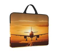 Sacoche pour ordinateur portable avec poignée Motif avion au coucher du soleil