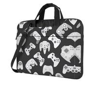 Sacoche pour ordinateur portable avec protection rembourrée et poches spacieuses Motif manette de jeu, noir, 15.6 inch