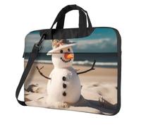 Sacoche pour ordinateur portable - Bonhomme de neige sur plage de sable - Sac à bandoulière avec bandoulière - Sac d'ordinateur 13"