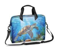 Sacoche pour ordinateur portable de 15,7" avec bandoulière amovible, motif tortue de mer, océan, monde sous-marin, pour ordinateur portable