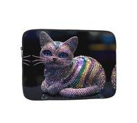 Sacoche pour ordinateur portable Motif chat Diamant Accessoire indispensable pour les trajets et le bureau 12"