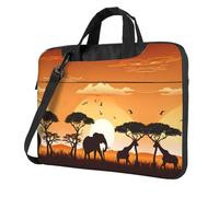 Sacoche pour ordinateur portable Motif éléphant et girafe au coucher du soleil Pour ordinateur portable 13/14/15,6"