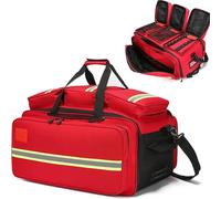 Sacoche professionnelle pour secouristes vide, sacoche médicale de grande capacité avec plusieurs compartiments,Idéal pour EMT, EMS, Visite Hospitalière ou Événement d'urgence(Red)