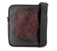 Sacoche similicuir texturé avec broderie rouge loup safiano 22x25x2cm Homme BILL TORNADE